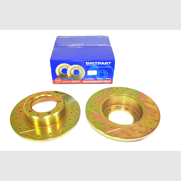 DA4601-2 - Range Rover Classic Rear Solid Brake Discs Drilled and Grooved Performance Upgrade