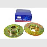 DA4604-1 - Rear Solid Brake Discs Drilled and Grooved Performance Upgrade for Range Rover P38