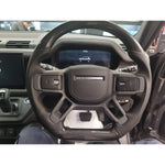 Land Rover Defender (L663) Carbon Fibre & Perforated Leather Heated Flat-Bottom Steering Wheel