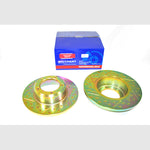 DA4600-2 - Range Rover Classic Front Solid Brake Discs Drilled and Grooved Performance Upgrade