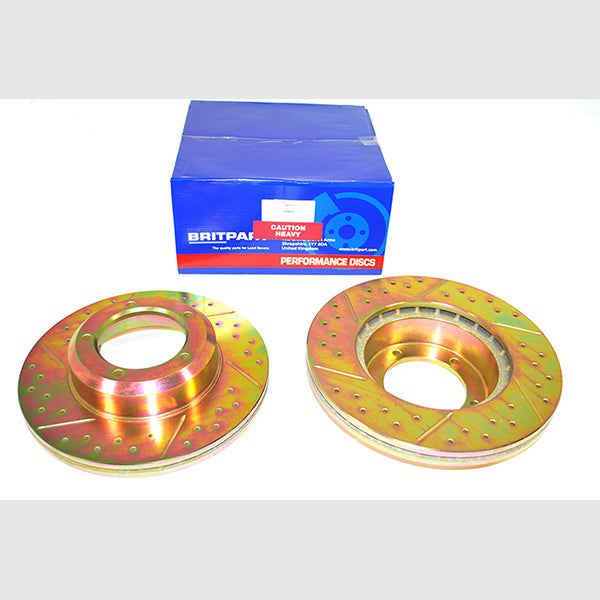 DA4602-3 - Range Rover Classic Front Vented Brake Discs Drilled and Grooved Performance Upgrade