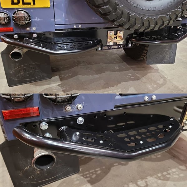 TF0018 - Skeleton black powder coated steel rear step bumpers for Defenders