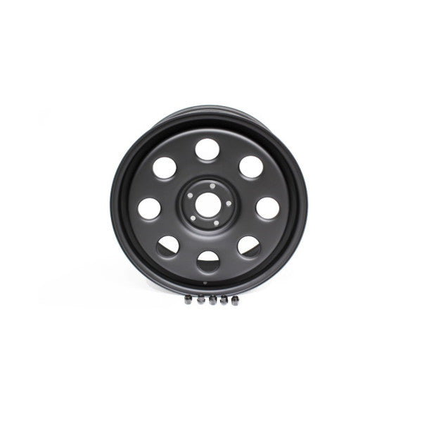 TF1520 - TERRAFIRMA 20X8 ET45 STEEL WHEEL 2020 DEF/D3/D4/RRS SATIN BLK INC NUTS From TERRAFIRMA