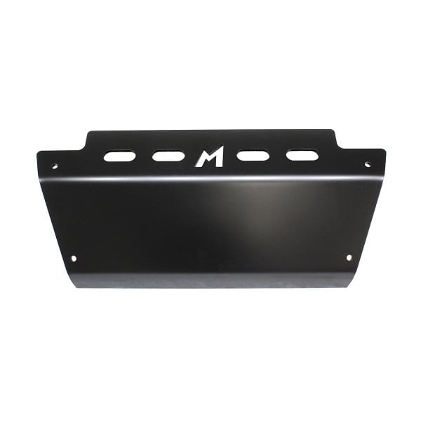 TF841RB - Black alloy steering guard with recovery points for RHD Defenders