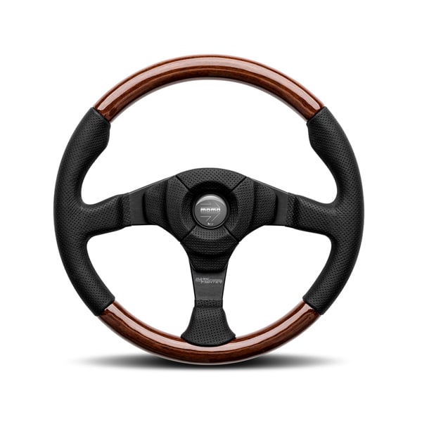 LAND ROVER DEFENDER MOMO DARK FIGHTER WOOD STEERING WHEEL
