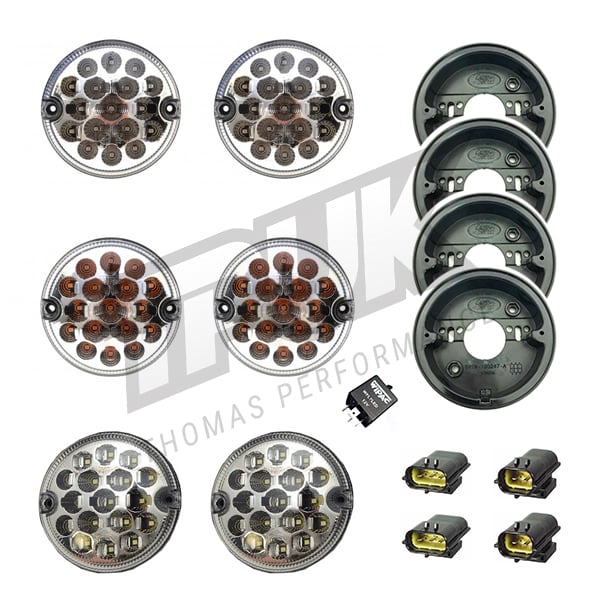 Land Rover Defender WIPAC LED Rear Light Kit - Clear (95mm)